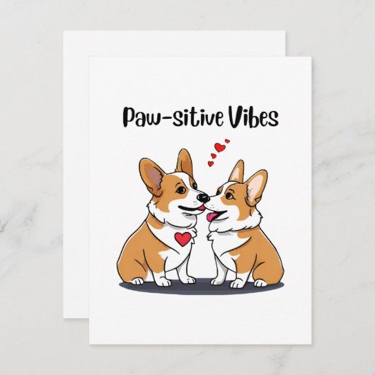 Vibes Corgis in liefde Notitiekaartje (Voorkant / Achterkant)