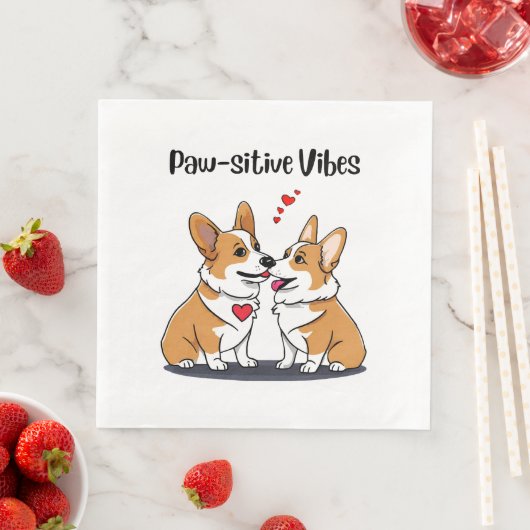 Vibes Corgis in liefde Servet (Insitu)