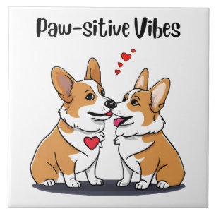 Vibes Corgis in liefde Tegeltje