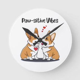 Vibes Corgis in Love Ronde Klok