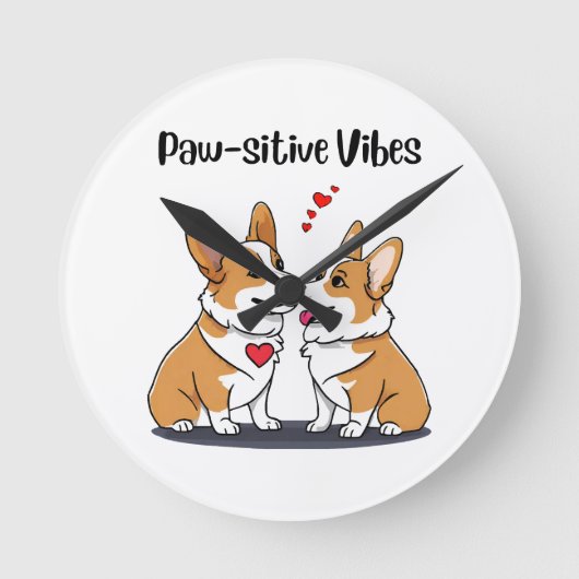 Vibes Corgis in Love Ronde Klok (Voorkant)