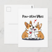 Vibes Corgis verliefd Briefkaart (Voorkant / Achterkant)