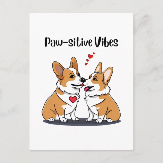 Vibes Corgis verliefd Briefkaart (Voorkant)