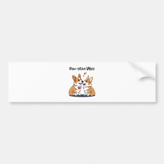Vibes Corgis verliefd Bumpersticker (Voorkant)