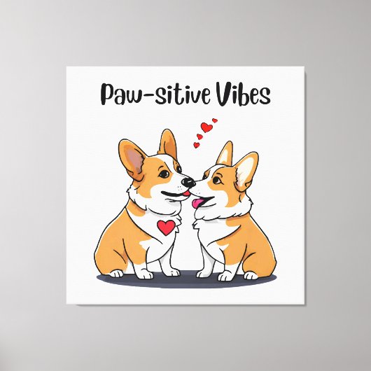 Vibes Corgis verliefd Canvas Afdruk (Voorkant)