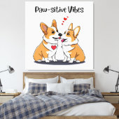 Vibes Corgis verliefd Canvas Afdruk (Insitu (Slaapkamer))
