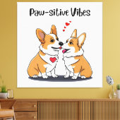 Vibes Corgis verliefd Canvas Afdruk (Insitu (Woonkamer))
