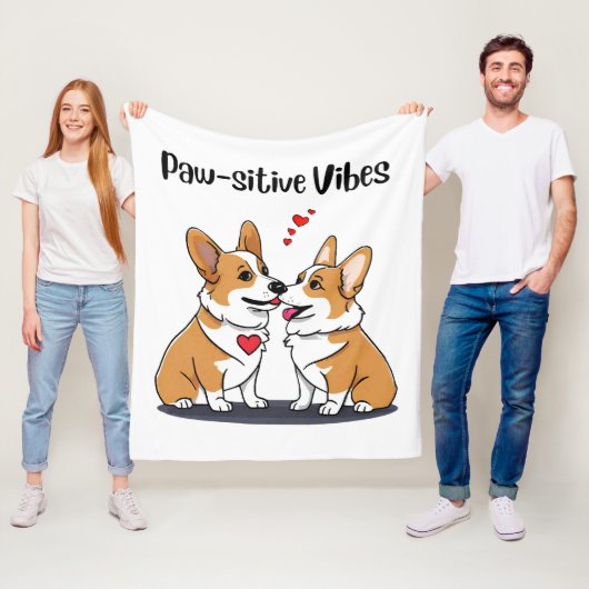 Vibes Corgis verliefd Fleece Deken (In situ)
