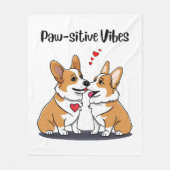 Vibes Corgis verliefd Fleece Deken (Voorkant)