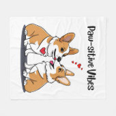 Vibes Corgis verliefd Fleece Deken (Voorkant (Horizontaal))