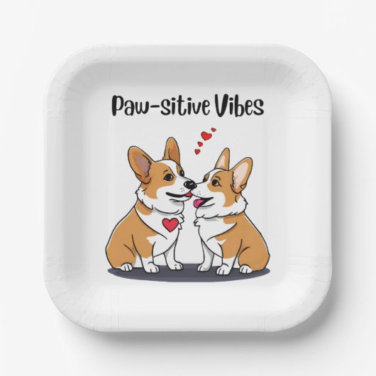 Vibes Corgis verliefd Papieren Bordje (Voorkant)
