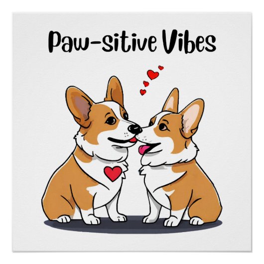 Vibes Corgis verliefd Perfect Poster (Voorkant)