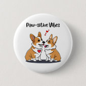 Vibes Corgis verliefd Ronde Button 5,7 Cm (Voorkant)