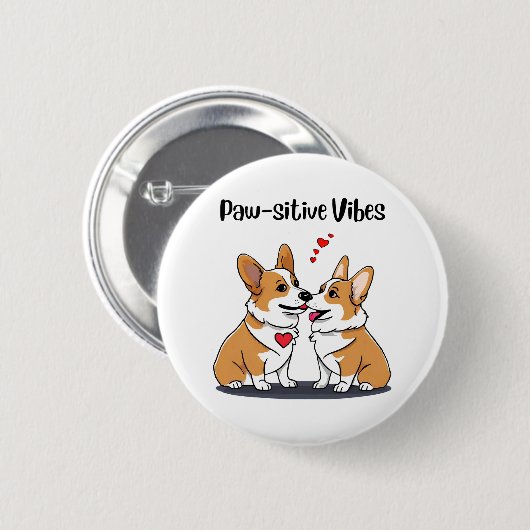 Vibes Corgis verliefd Ronde Button 5,7 Cm (Voorkant /achterkant)