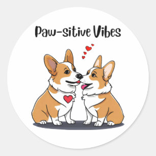 Vibes Corgis verliefd Ronde Sticker