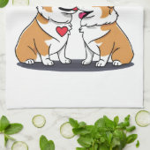 Vibes Corgis verliefd Theedoek (Gevouwen)