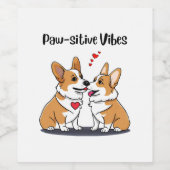 Vibes Corgis verliefd Wijn Etiket (Enkel label)