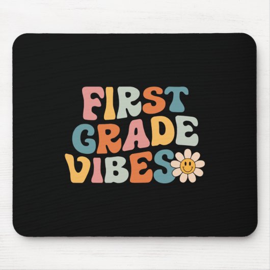 Vibes eerste graad - 1st Grade Team Retro 1st Dag  Muismat (Voorkant)