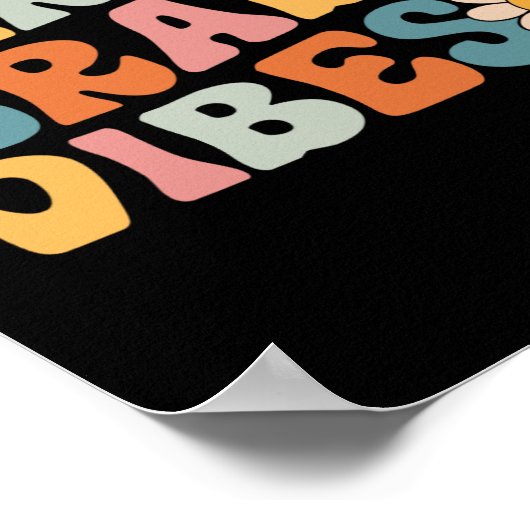 Vibes eerste graad - 1st Grade Team Retro 1st Dag  Poster (Hoek)