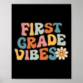 Vibes eerste graad - 1st Grade Team Retro 1st Dag  Poster (Voorkant)