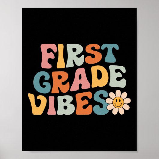Vibes eerste graad - 1st Grade Team Retro 1st Dag  Poster (Voorkant)