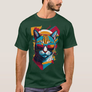  Vibes en Feline Flair Retro Cool Cat 1 T-shirt