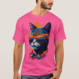  Vibes en Feline Flair Retro Cool Cat 3 T-shirt