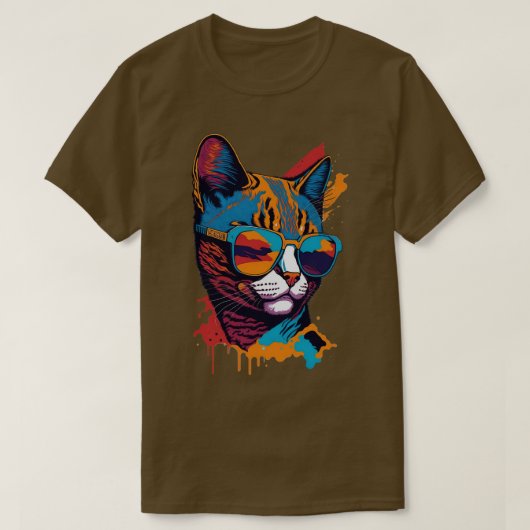  Vibes en Feline Flair Retro Cool Cat 5 T-shirt (Design voorkant)