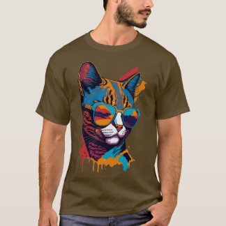  Vibes en Feline Flair Retro Cool Cat 5 T-shirt