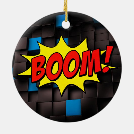  Vibes Explode: Retro Comic Text Effect Keramisch Ornament (Achterkant)