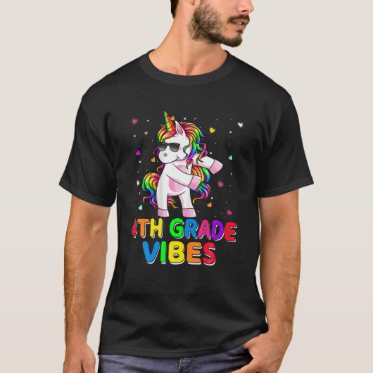 Vibes Flossing Unicorn eerste dag van vier T-shirt (Voorkant)