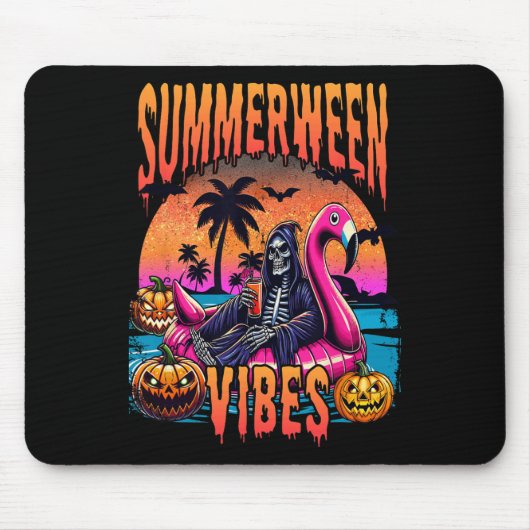 Vibes Halloween Zomervakantie Skeleton Float Muismat (Voorkant)