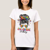 Vibes in de vierde klas: Hair Bun Girl terug naar  T-shirt (Voorkant)