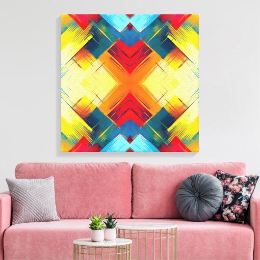  vibes in kleuren: stijlvolle geometrische vormen canvas afdruk (Insitu (Woonkamer))