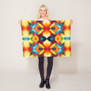 vibes in kleuren: stijlvolle geometrische vormen fleece deken