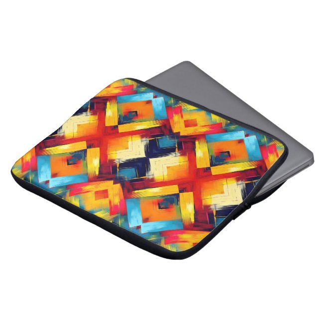  vibes in kleuren: stijlvolle geometrische vormen laptop sleeve (Voorkant top)