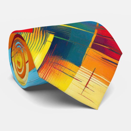 vibes in kleuren: stijlvolle geometrische vormen stropdas (Opgerold)