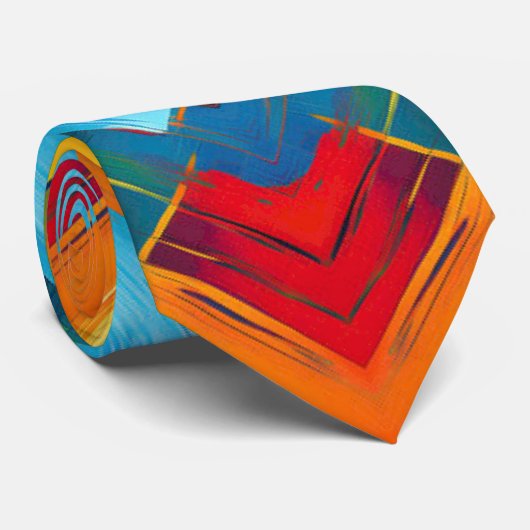  vibes in kleuren: stijlvolle geometrische vormen stropdas (Opgerold)