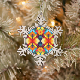  vibes in kleuren: stijlvolle geometrische vormen tin sneeuwvlok ornament