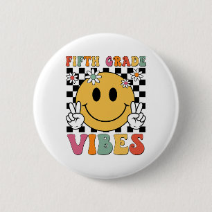 Vibes meisjes vijfde klas retro glimlach team 5e l ronde button 5,7 cm