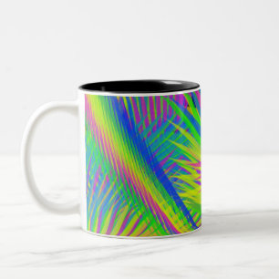 Vibes-Mok   Levendige tropische Abstracte kunst Tweekleurige Koffiemok