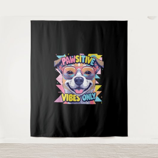 Vibes Only Grappig Hond T-shirt – Cool Dog Wandkleed (Voorkant)