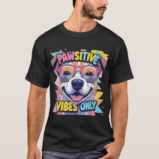 Vibes Only Grappige Hond T-Shirt � Cool Dog (Voorkant)