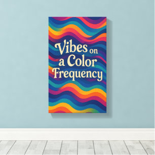 Vibes op een kleurfrequentie   Abstracte-golfcanva Canvas Afdruk