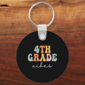 Vibes Retro Groovy Women Happy First Day Sleutelhanger (Voorkant)