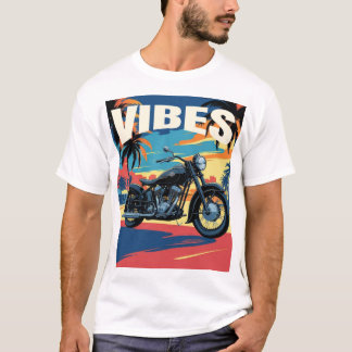 "Vibes" Retro Motorcycle Cityscape T-shirt
