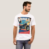 "Vibes" Retro Motorcycle Cityscape T-shirt (Voorkant volledig)