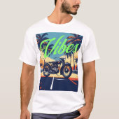 "Vibes" Retro motorfiets kustweg T-shirt (Voorkant)