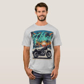 "Vibes" Retro motorfiets Sunset Street T-shirt (Voorkant volledig)