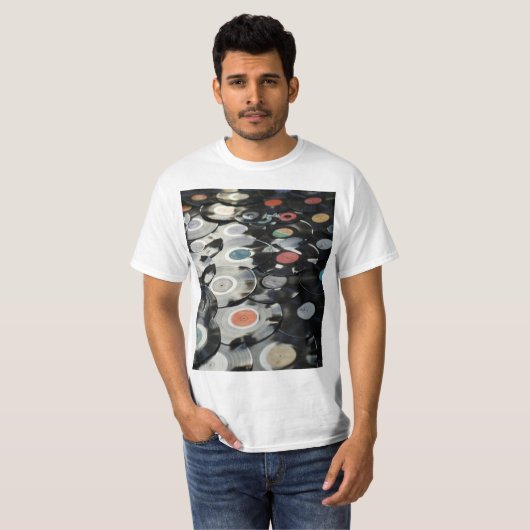  Vibes: Retro Vinyl Record Collectie Mannen T-shirt (Voorkant volledig)